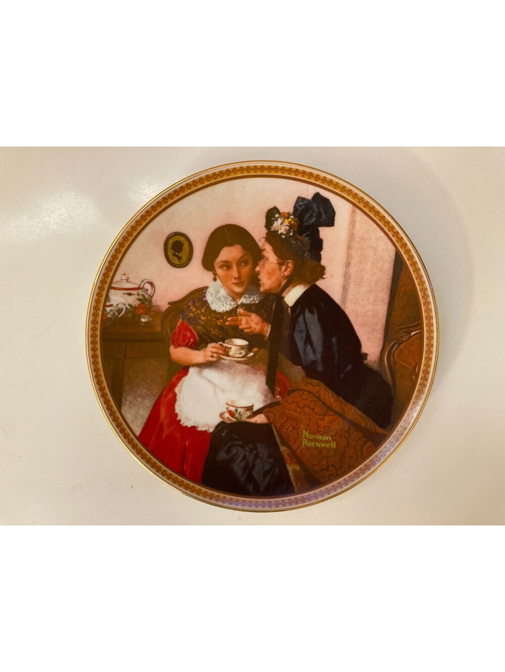 Norman Rockwell Collectable Plate "Gossiping In The Alcove"